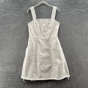 COS Dress Womens 12 White Denim Casual Sleeveless Overall Fit Flare Boho Western